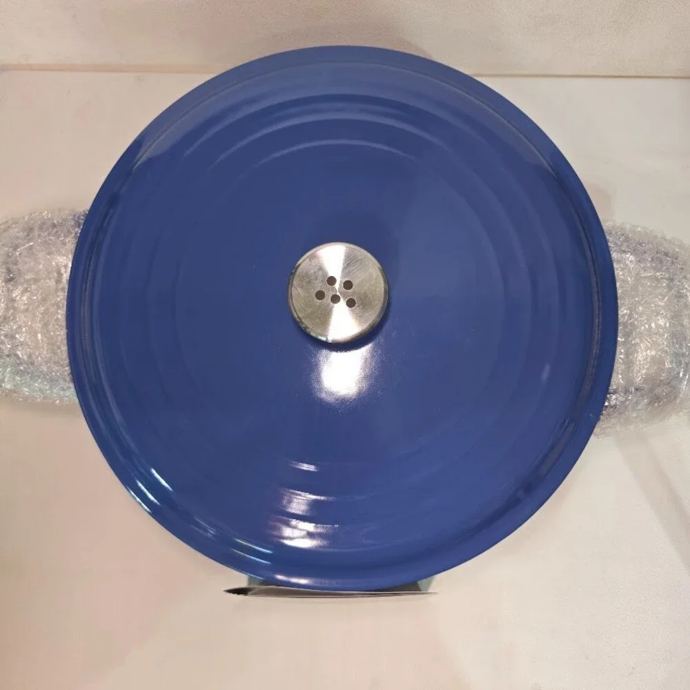 Misen 5.5qt Dutch Oven Braiser Blue Enameled Cast Iron Pot + Lid